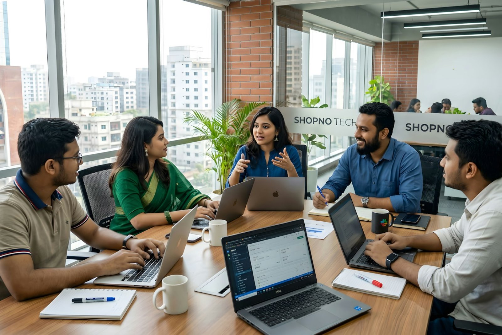 Colleagues working through a requirement together at a table
